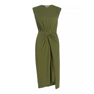 Derek Lam 10 Crosby Dress XL Green Landry Twist Front Jersey‎ 100% Cotton Peru